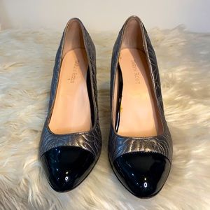Taryn Rose black and metallic quilted pumps.